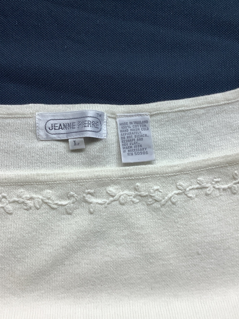 Vintage Jeanne Pierre cream tank, Large, NWT, 100% cotton - Picture 2 of 2